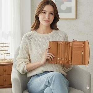 Tan Jewelry Organizer Wallet